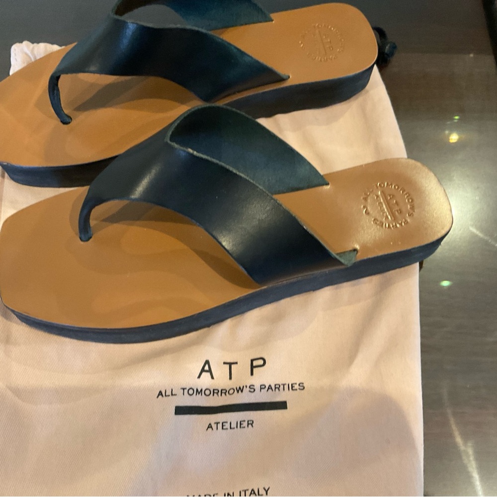ATP, black thong sandals, made in Italy, size 38